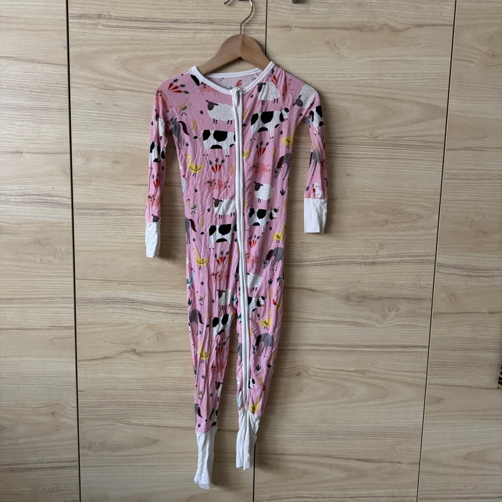 Little Sleepies Pink and White Cow Print Footie Pajamas